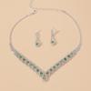 European & American Style Rhinestone Clavicle Necklace and Earring Bridal Jewelry Set