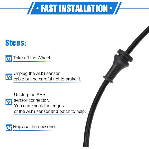 ABS Wheel Speed Sensor Compatible for Hyundai Accent 2012-2017 L4 1.6L, Custom Plastic Black Front Right Passenger Side No.95671-1R000