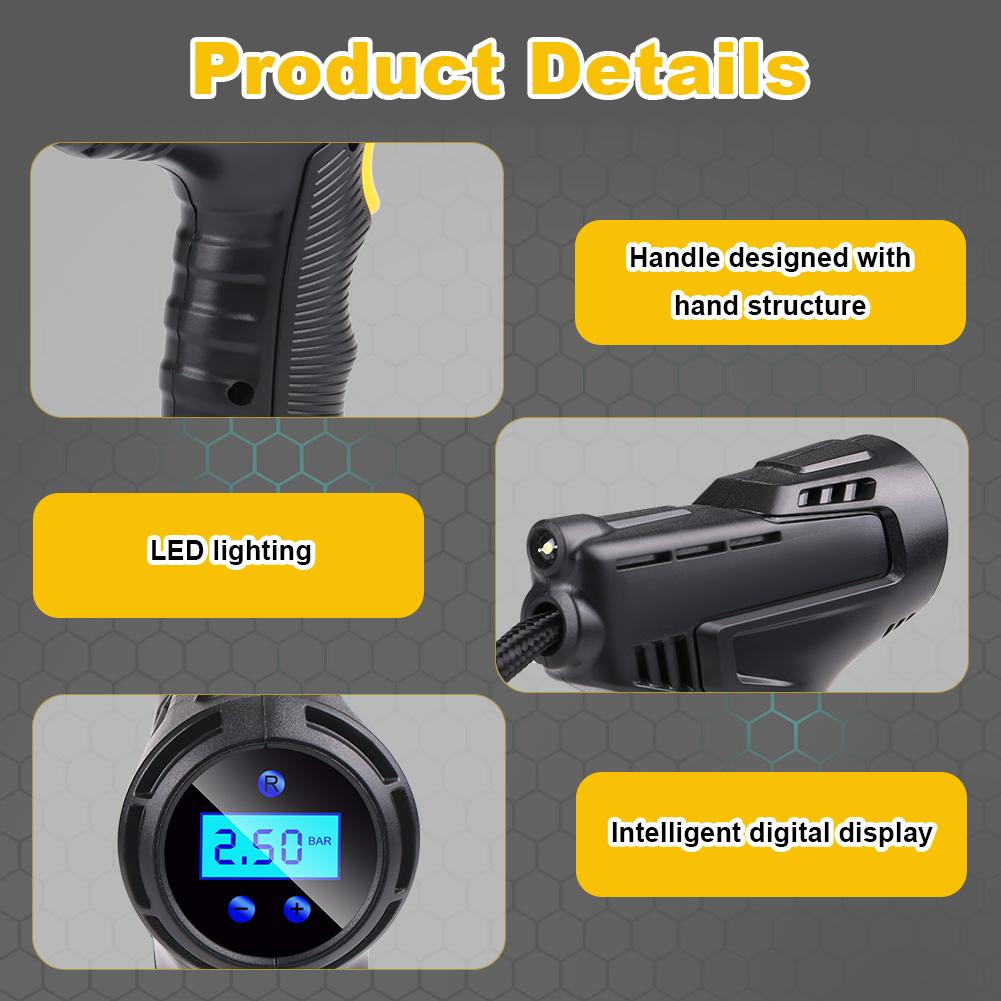 120W Car Air Pump Wireless/Wired Electric Inflatable Pump Portable Air Pump Tire Inflator Digital for Car Bicycle Balls