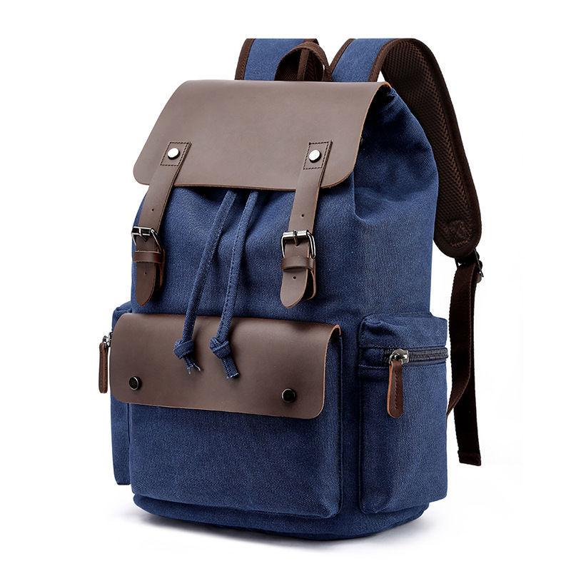Rucksäcke mit hoher Kapazität Herren Outdoor Reisetasche aus Segeltuch Retro Trendy Schulrucksack für College-Modestudenten