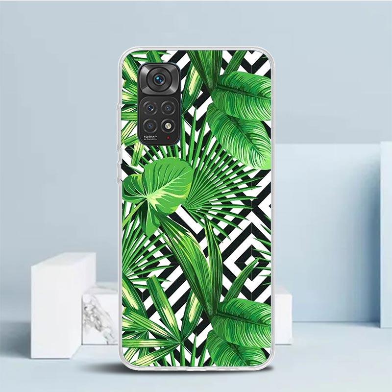 

Summer Tropical Plants Green Leaf Phone Case For Xiaomi Redmi Note 15 14 14S 13 12S 12 Pro Plus 11S 11 11T 11E 10S 10 + Soft TPU Redmi Note 14 5G
