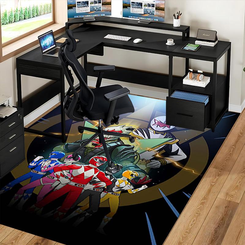 1pc Power Rangers Anime Cartoon Design Office Chair Mat Non-Slip Carpet for Home Decor, Suitable for All Seasons, Ideal as a Gift.U098