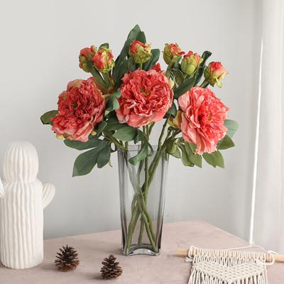 Künstliche Blume Lebendige Farbe Nicht-Verwelken Faux Seide Hochzeit Pfingstrose Blumensträuße Tafelaufsätze Arrangements