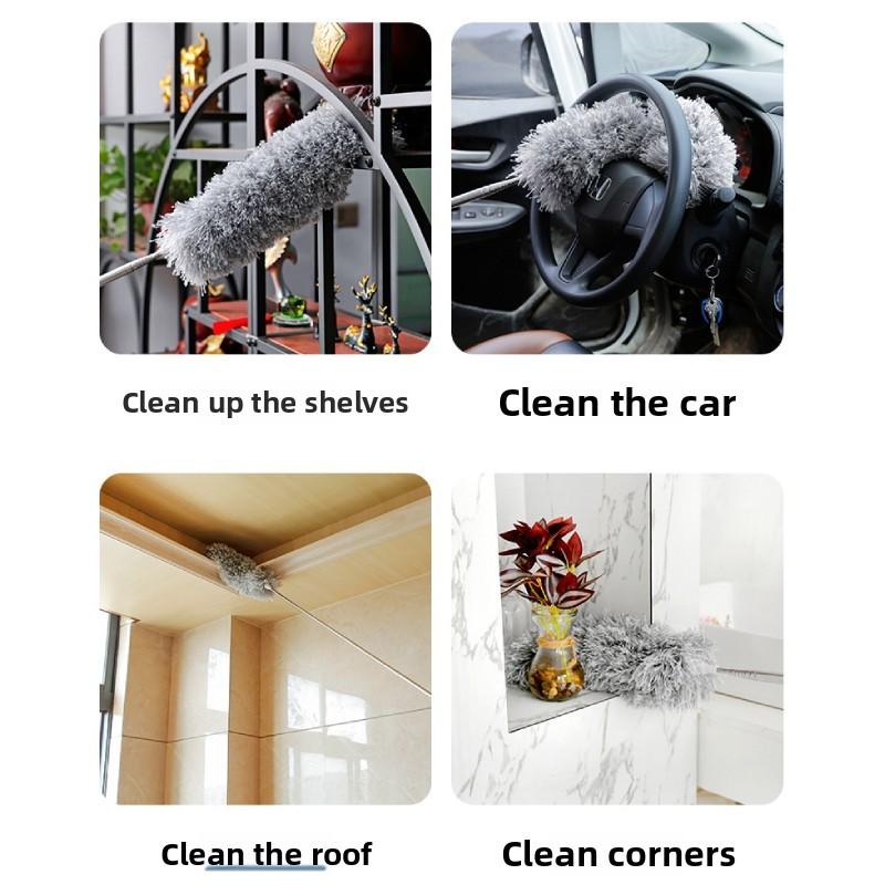 Household Dusting Feather Duster With Extendable Rod For Home Office And Cleaning Use