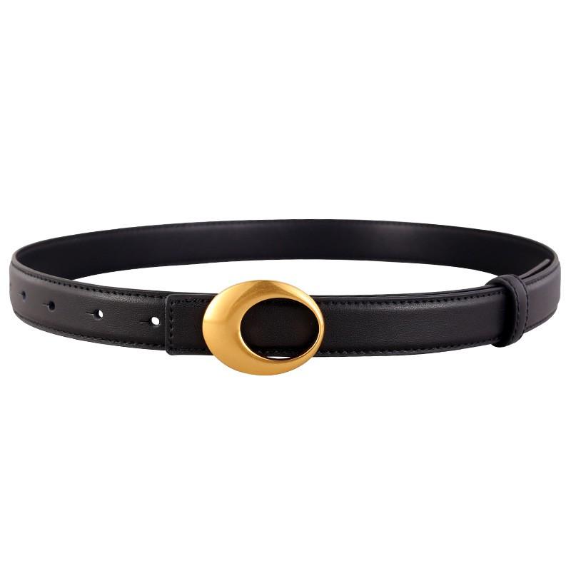 Womens Vintage Leather Belt Gold Buckle Dresses Jeans Fashion Accessory
