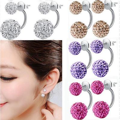 Orecchini Sfera di Cristallo Shambhala Squisiti Coreani - Orecchini alla Moda con Diamanti Placcati Argento.