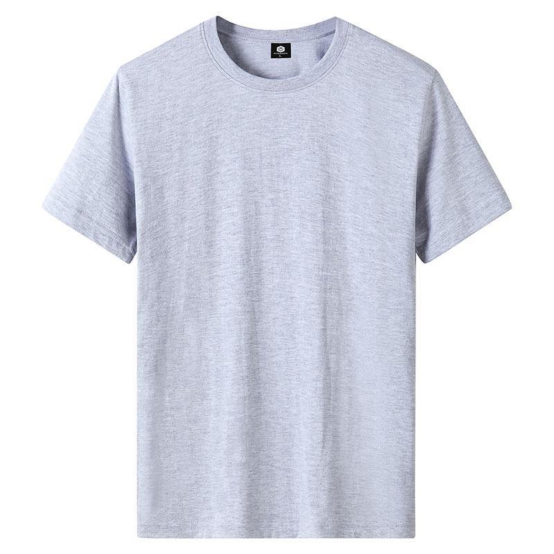 

Мужская летняя футболка свободного кроя из хлопка — короткий рукав, круглый вырез, размер плюс, повседневная однотонная. 6XL светло-серый