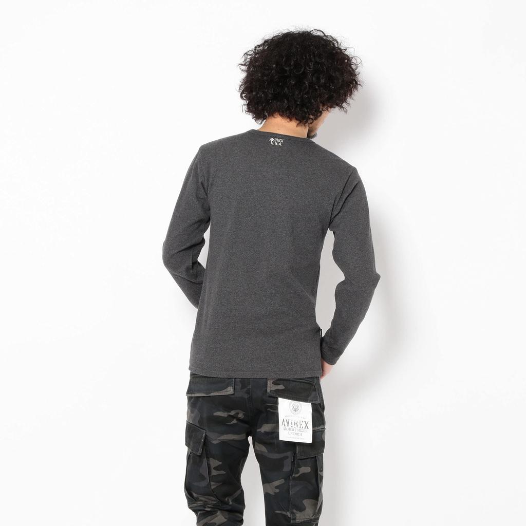 AVIREX Daily Rib Tee and Size Black V-Neck (Antibacterial Odor-Resistant), Men's Medium, 6153480,