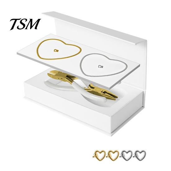 Kompakte Partner-Handgelenkkette 1 Set Permanentes Armband-Kit Enthält 2 Armbänder 4 Herz-Knöpfe Zange Schmuck Für Immer Herstellungs-Werkzeuge DIY Bastelprojekt