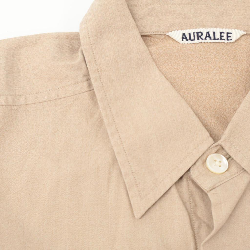 AURALEE A23Stainless Steel03TN Finx Cotton Twill Half Sleeve Big Shirt Tops 4 BeigeUsed