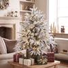90 cm Prelit Flocked Christmas Tree, Base Stand, Green White