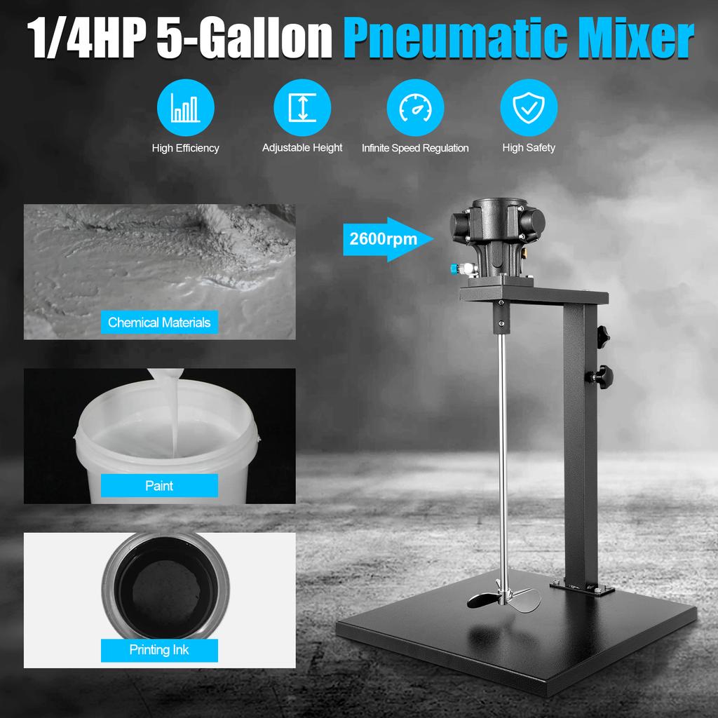 Pneumatic Paint Mixer Machine 5 Gallon Paint Mixer Stirring Tool 1/4HP Stainless Steel Cement Mixer Stand To Mix Paint