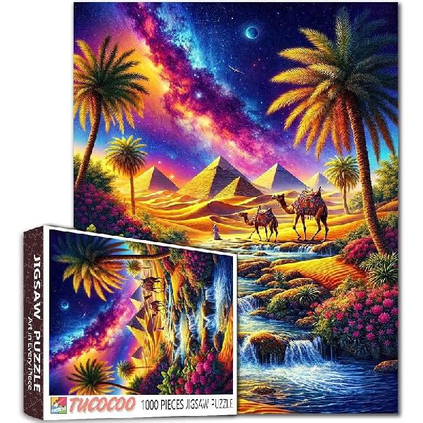 Tucocoo Jigsaw Puzzles 1000 Pieces for Adults-Colorful Seaside Town Hardboard Puzzle-Challenging Puzzle Perfect for Game Nights-DIY Home Wall