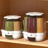 Rotating Grain Storage Bin Large Capacity 6 Grids Design Moisture-Proof Transparent Rice Container Cereal Dispenser Bucket