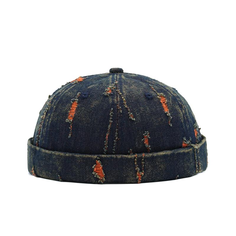 Tear Broken Denim Docker Cap Colorful Brimless Caps Without Visor Adjustable Cotton Polyester Hat Hats Outdoor Street Hip Hop