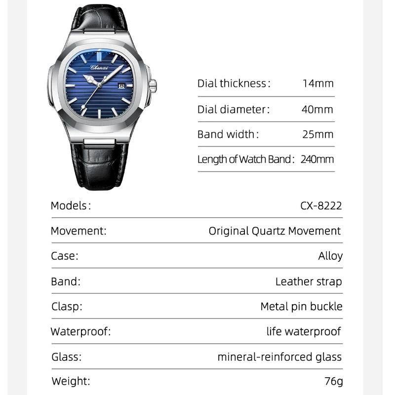 CHENXI New Luxury Business Man Wristwatch Waterproof Luminous Date Watch For Men Quartz Clock Leather Men's Watches Reloj