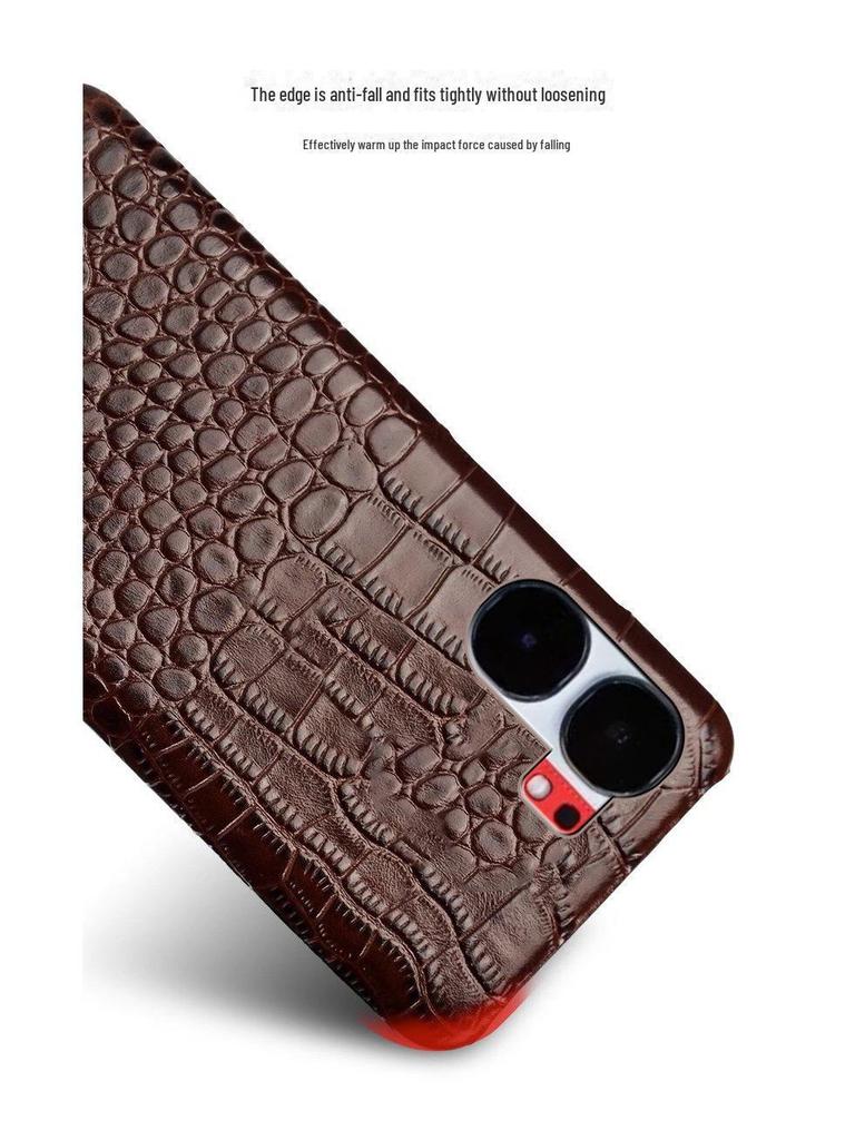 iQOO Neo8 Crocodile Pattern Half-Cover Genuine Leather Case