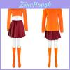 Conjunto de Fantasia Cosplay de Festa de Halloween para Adultos Scooby Doo Velma Dinkley