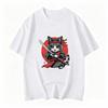 Japanese Samurai Cat Tattoo Kawaii Ninja Cat Printed Summer Unisex Tshirt Street Cool Casual Wear Unisexs Clothing Top