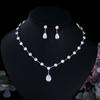 Necklace Earrings Design Water Drop Set Chain Bridal Wedding Dinner Dress Accessories Zircon Set
