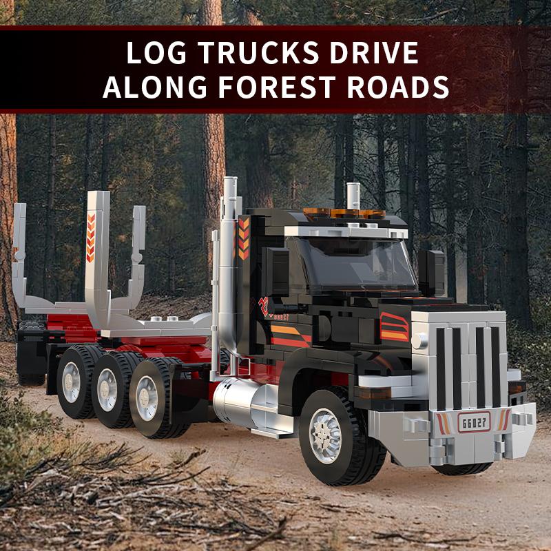 66027 American-Style Timber Truck Tractor Building Blocks Toy Ornaments, Logging Truck Model Assembly, Children'S Holiday Gift
