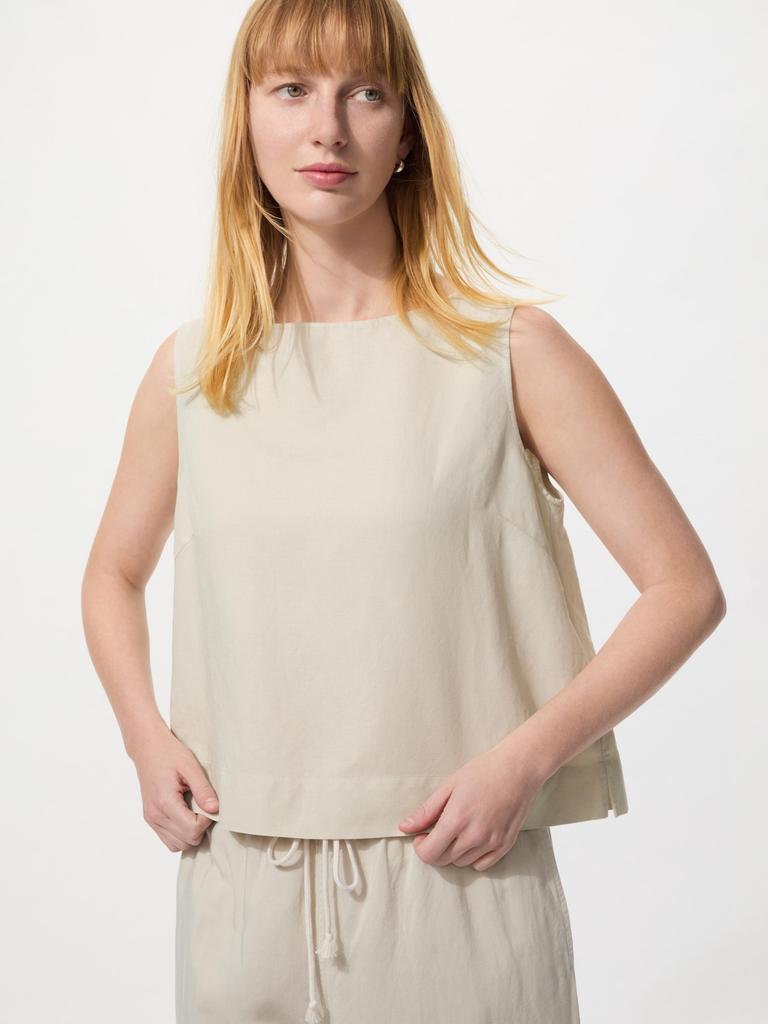 Uniqlo Japan Linen Blend Blouse Sleeveless