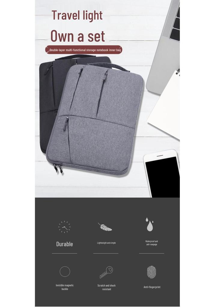 Double Layer Thickened Laptop & Tablet Sleeve for MacBook, Huawei, and Apple - Handheld Protective Case