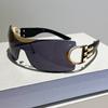 Vintage Y2K Fashion Steampunk Sunglasses Women For Men Luxury Brand Designer Sun Glasses Sport Goggle One Piece Rimless Shades