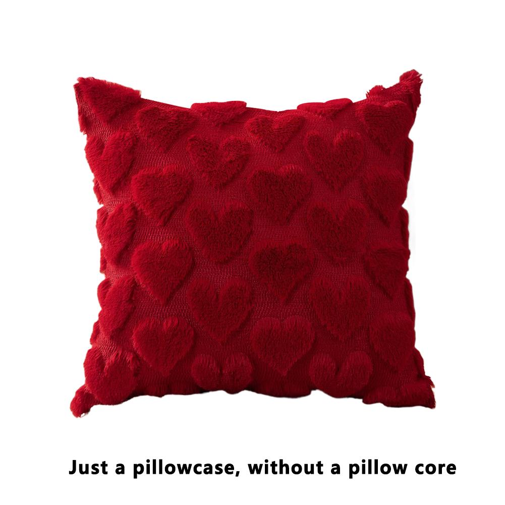 Valentine's Day Plush Pillow Cover ONLY Heart Pattern Pillow Cover Creative Holiday Plush Pillowcase for Living Room Bedroom NEW