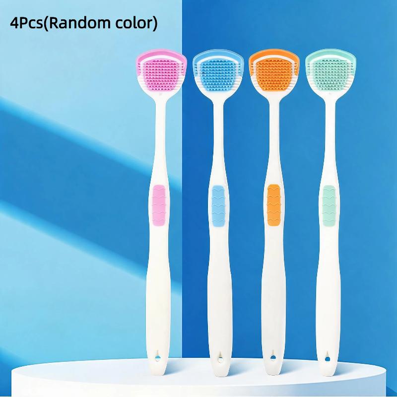 4 Pack Cost-Effective Silicone Tongue Scraper Food Grade Safe Oral Care Tool for Whole Family Daily Dental Care