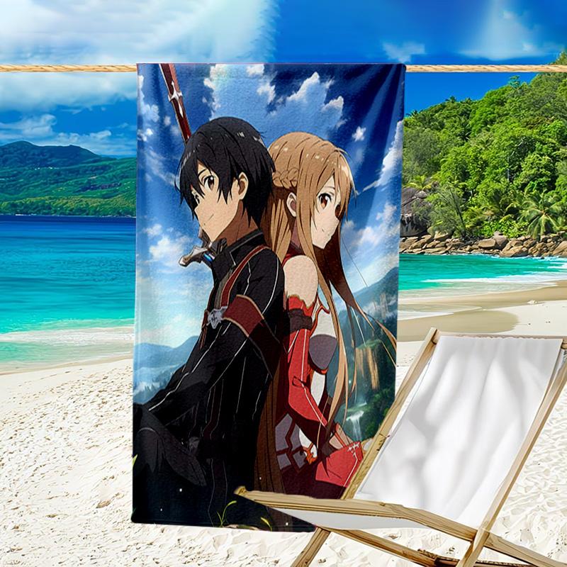 1pc Sword Art Online2 Beach Towel, Beach and Seaside Swimming Pool Equipment, Fashion Pattern, Rectangular, Travel Essentials