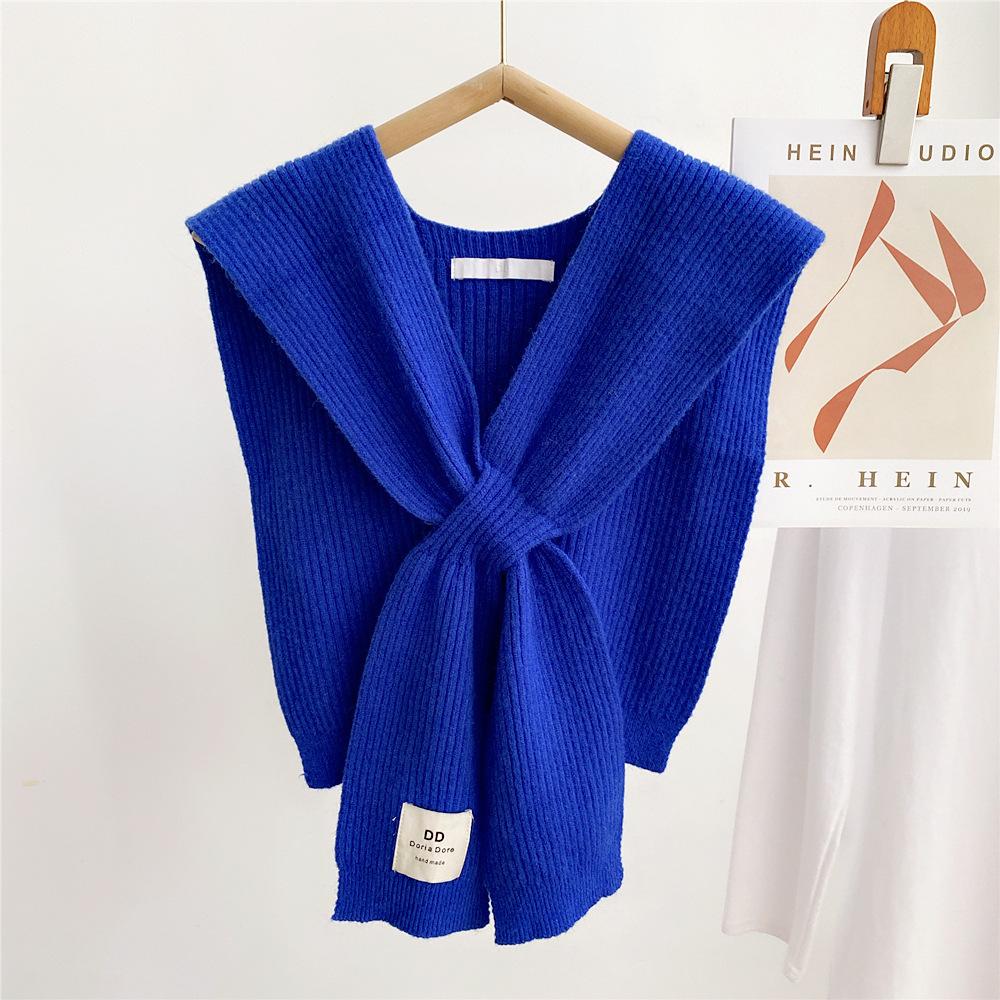 Solid Color Cross Shawl Women's Spring Autumn Shoulder Knit Wool Decorative Scarf