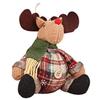 Plaid Button Christmas Snowman & Reindeer Plush Ornament