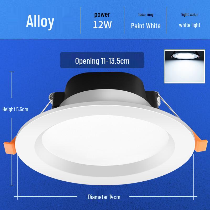 8-inch 12W Ceiling Light, 24 LEDs, Fits 15-18 cm Recessed Cutout