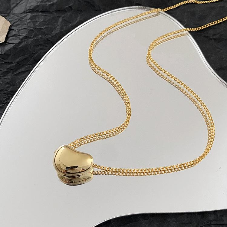 GEMCHIC Women s Gold Heart Pendant Necklace, Korean Style Fashion Jewelry