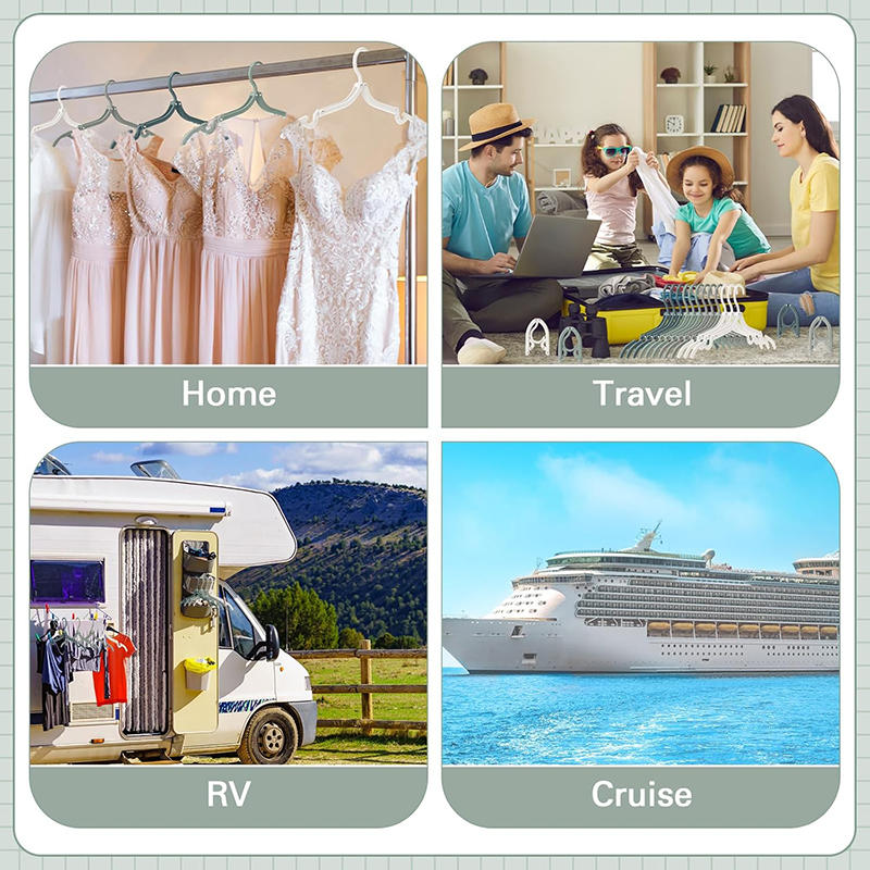 8Pcs/set Foldable Hangers Universal Compact Clothes Drying Racks with Storage Pouch Travel Cruise Ship Essentials Accessories