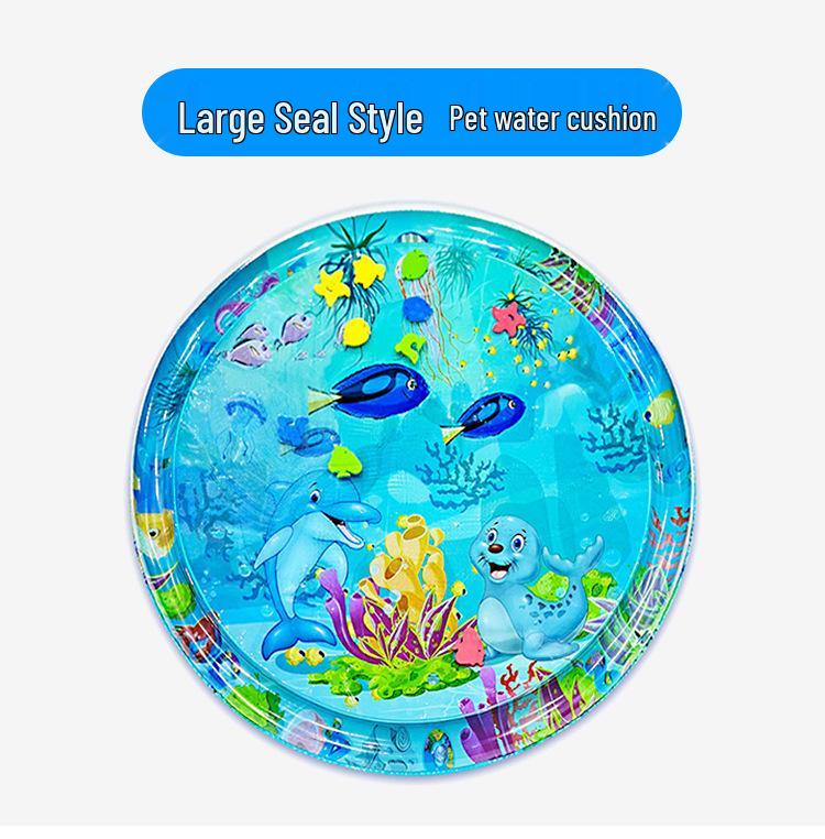 Cartoon Round Inflatable PVC Ice Pad for Cats & Dogs - Scratch-Resistant, Water-Injectable & Thickened
