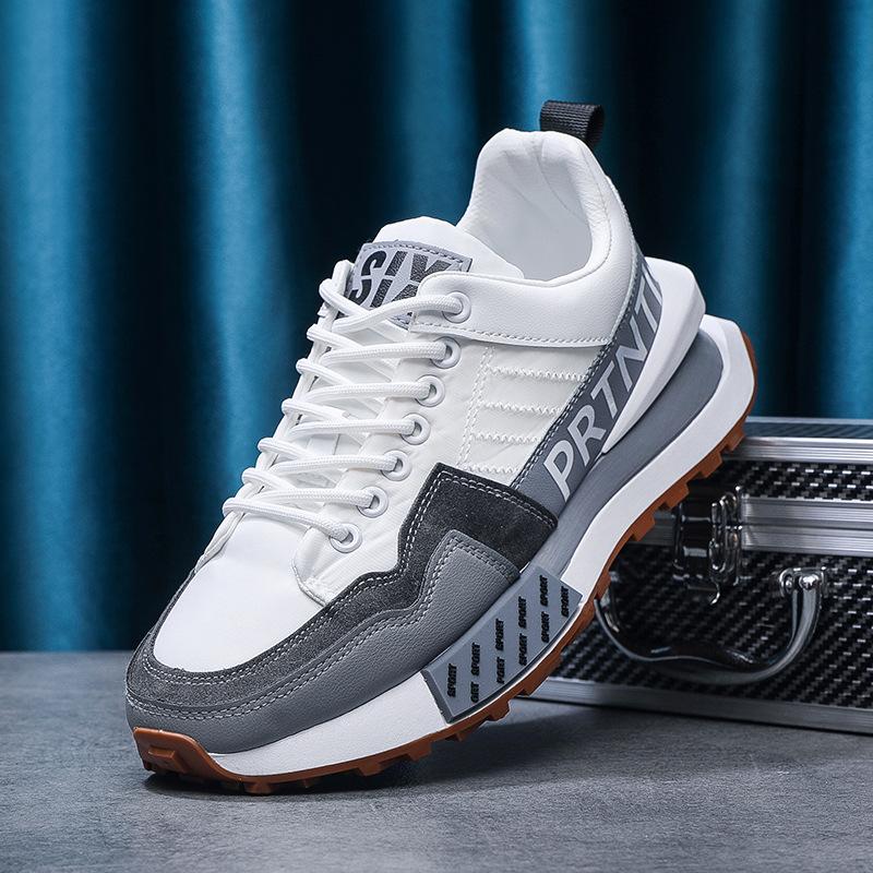 

модные массивные кроссовки для мужчин и женщин ретро-кроссовки модные повседневные туфли из натуральной кожи и ткани дышащие туфли на платформе с увеличенной высотой 44 белый