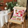 SStawberry Shortcake Cushion Cover Silky Short Plush Invisible Zipper Dustproof Sofa Pillow Case for Home Decor
