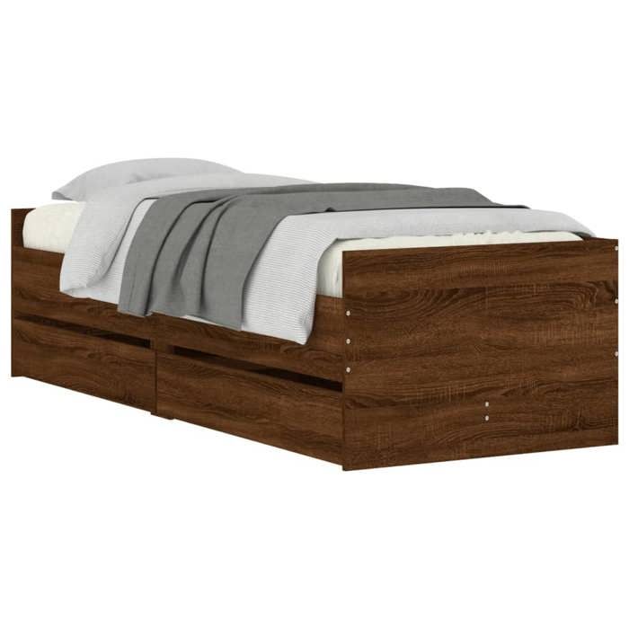 VidaXL Cadre de lit avec tiroirs chêne marron 75x190 cm 3207363