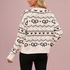 Women's Fashionable Round Neck Long Sleeved Heart-shaped Contrasting Button Casual Sweater Jacket