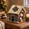 Wooden Christmas Houses Craft Set with Rhinestones Painting Piece, Pearls-Style Accents, and Tools for Hands-On Decorating