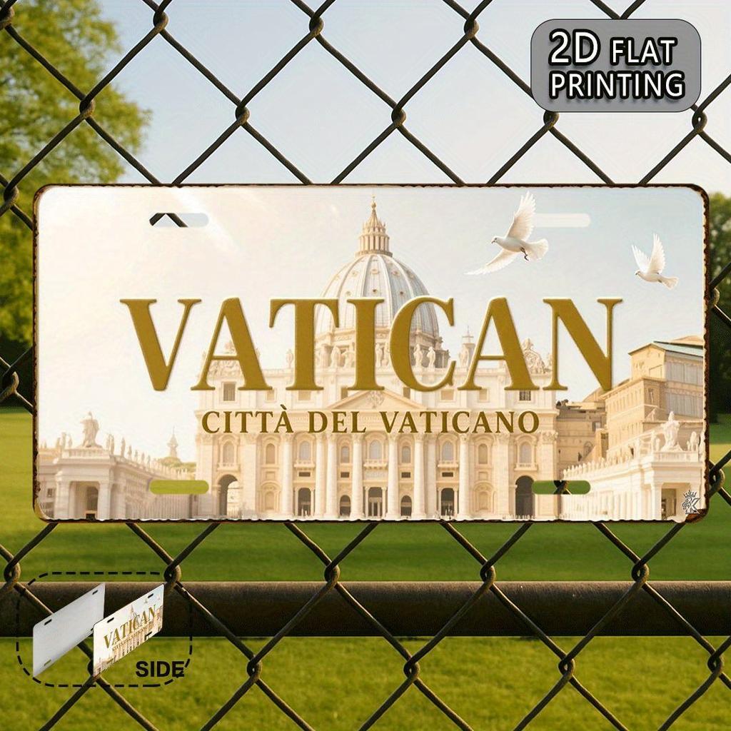 Printing, , Vatican Vintage Metal Aluminum Sign License Plate, Decorative Sign , Travel Souvenirs, Gifts for Friends, Birthday