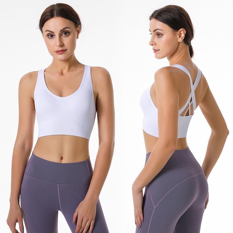 Women Cross Back Sports Bra Breathable Comfortable With Chest Pads For Gym Yoga Running Fitness