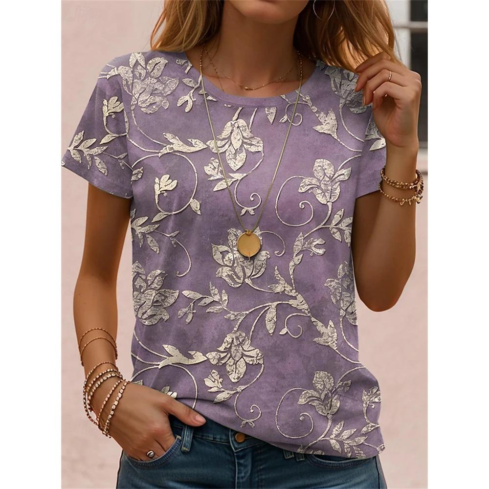 2026 New Women's Casual Short-Sleeve T-Shirt Black and White Butterfly Print