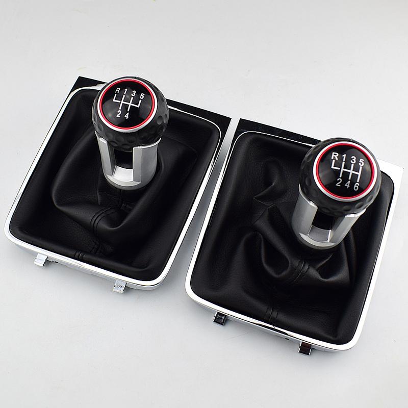 5 6 Speed Gear Head Black Shift Knob Gear Knob Boot Gaiter Frame For Volkswagen VW Passat B6
