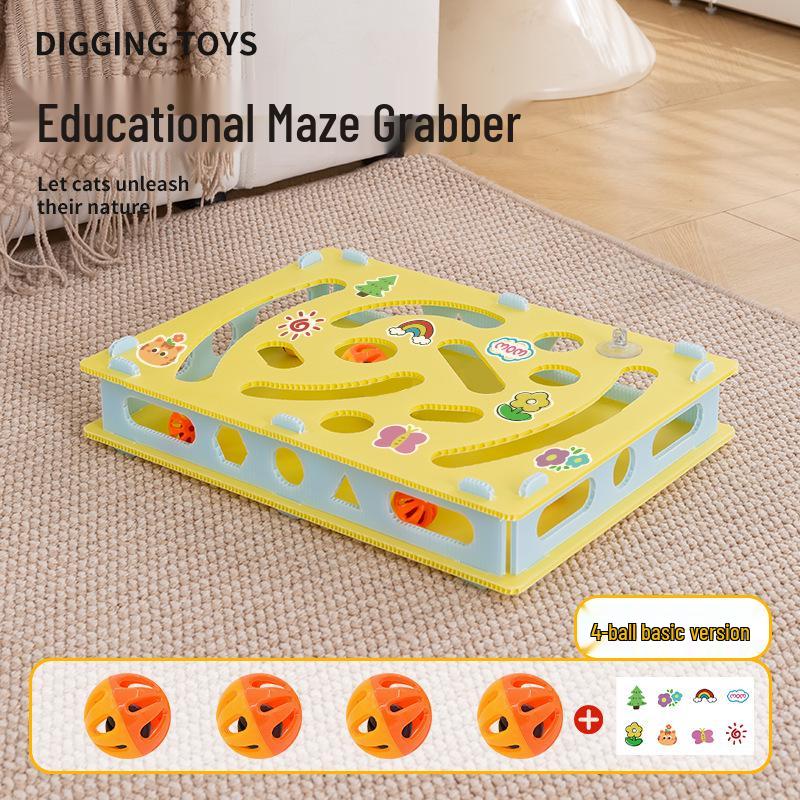 Cat Self-Play Boredom Relief Maze Box with Bell Ball