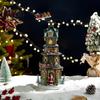 Christmas Atmosphere Enhancers 2Pcs Train Music Box with Rotating Light, Snow Village Carousel Winter Wonderland Party Favors Ornament, Battery/USB