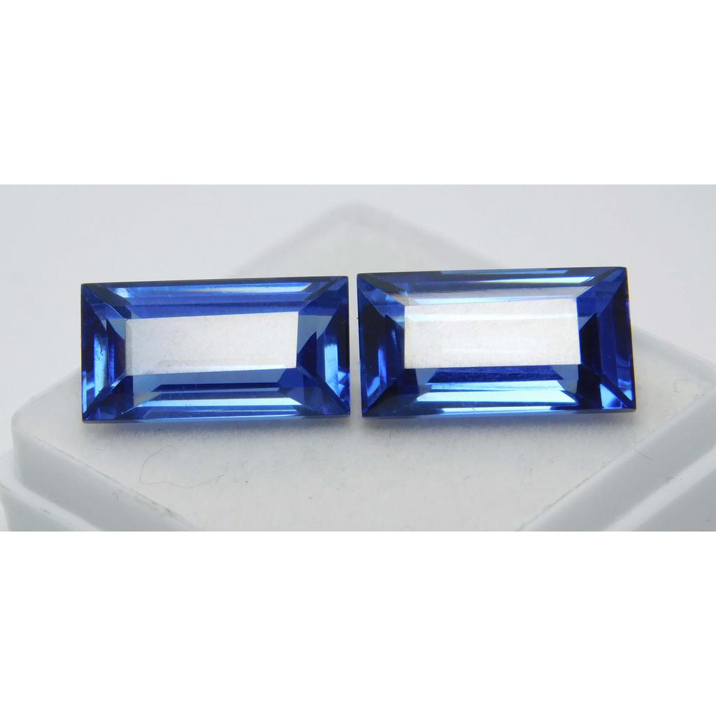 Emerald Shape 18 Carat NATURAL Blue Sapphire CERTIFIED Loose Gemstone Pair A-1652