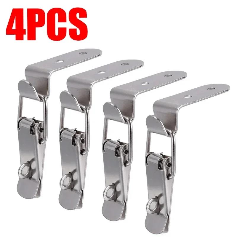 8/2PCS 90 Degree Duck-mouth Buckle Hook Lock Silver Metal Spring Hasp Latch Catch Clamps Wooden Box Loaded Draw Clasp Hardware 4